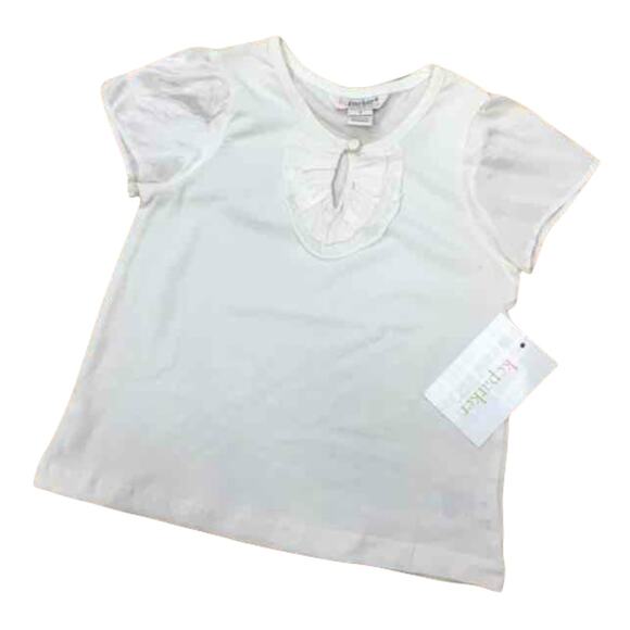 KC Parker Girls Top Size 4 White Ruffle‎ Neck by Hartstrings NEW - Picture 1 of 6
